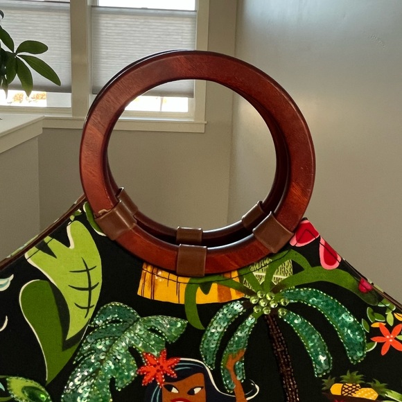 Isabella Fiore VTG Embellished Hawaii Tropical Hula Print Women's Bag - Picture 2 of 8